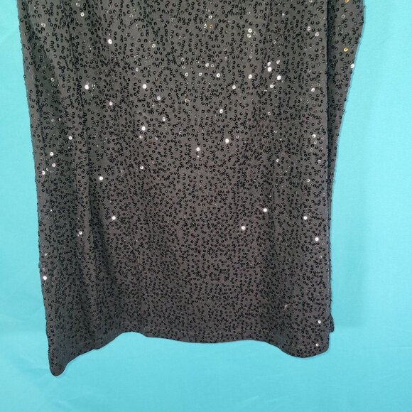 DKNY Womens Sequined Black Tank Top L 100% Cotton Shimmering Sleeveless Blouse - Picture 7 of 7